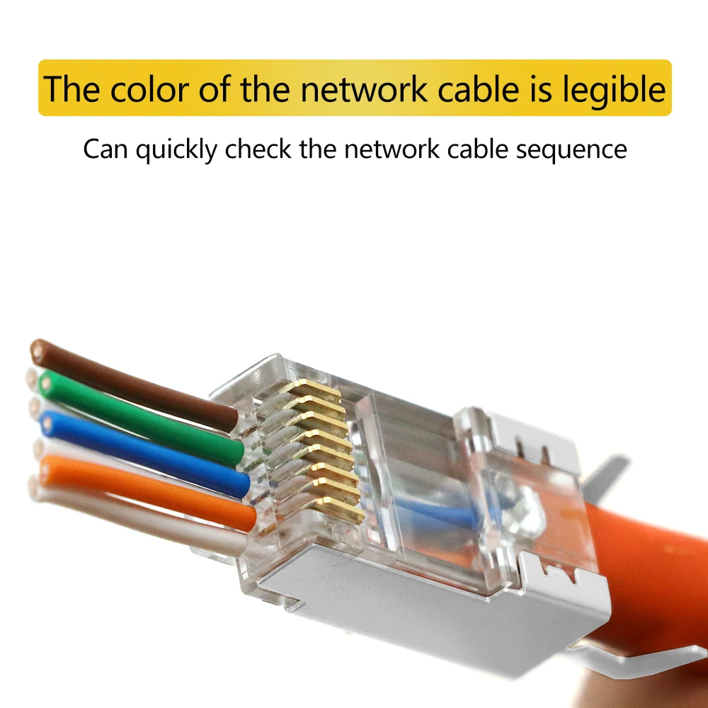 xintylink CAT8 CAT7 CAT6A rj45 connector 50U ethernet cable plug network SFTP FTP STP shielded jack pass through 1.5mm hole