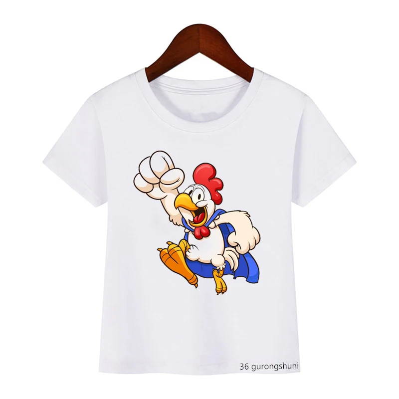 Children Clothing Cartoon Chicken Print T-shirt Girls/boys Animal Kids Funny Clothes Summer Tops T Shirt Kawaii Hot Sale 2021