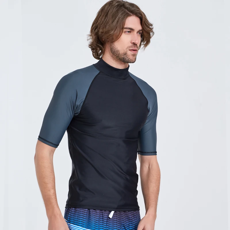 SBART-Top da surf Rash Guards per uomo, manica corta in Lycra, UPF50+, abbigliamento da surf ad asciugatura rapida, kitesurf da nuoto per uomo,