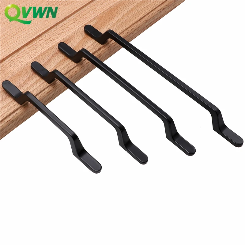 Европейская однотонная черная ручка QVWN, Простые Длинные ручки, дверные ручки для шкафа, ящика, фурнитура для мебели, шкафа