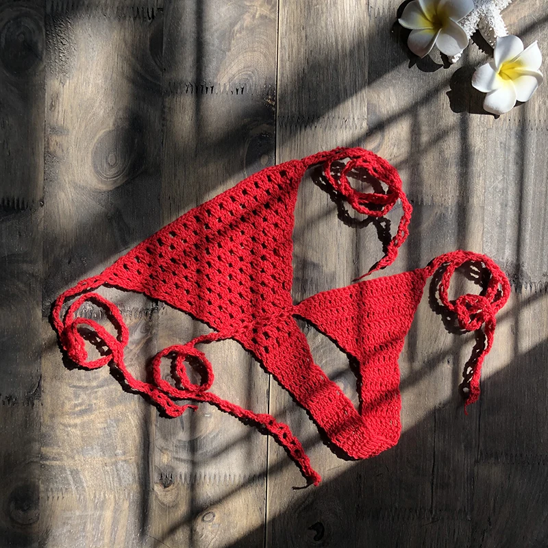 Super Mini Micro G-strings Thongs Hot Sexy Bikini Bottom Hot Women\'s Swimwear Crochet Cotton Brazilian Side String Tie Thong