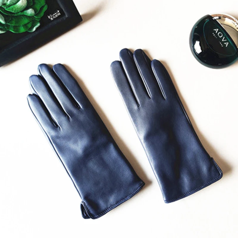 Sheepskin Gloves Female Touchscreen Thermal Cashmere Lined Classic Simple Fashion Real Leather Women Gloves L193NR1