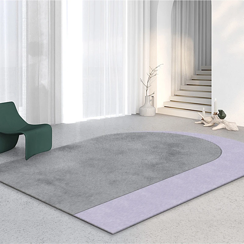 Grey Purple Color Carpets for Living Room Irregular Oval Shape Coffee Table Floor Mat Nordic Style Bedroom Carpet Modern Bedside