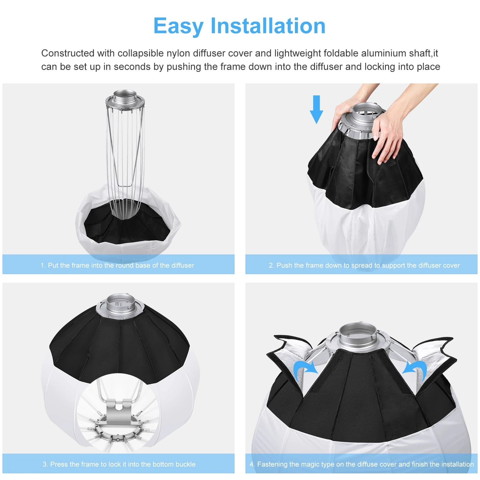 PULUZ 65cm Foldable Lantern Softbox SpeedLite Flash Light Foldable Diffuser Soft Box Spherical Diffuser Cover LED Light Box - Image 6