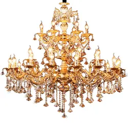 European luxury golden staircase hotel lobby zinc alloy candle chandelier lamps villa living room dining room E14 lights