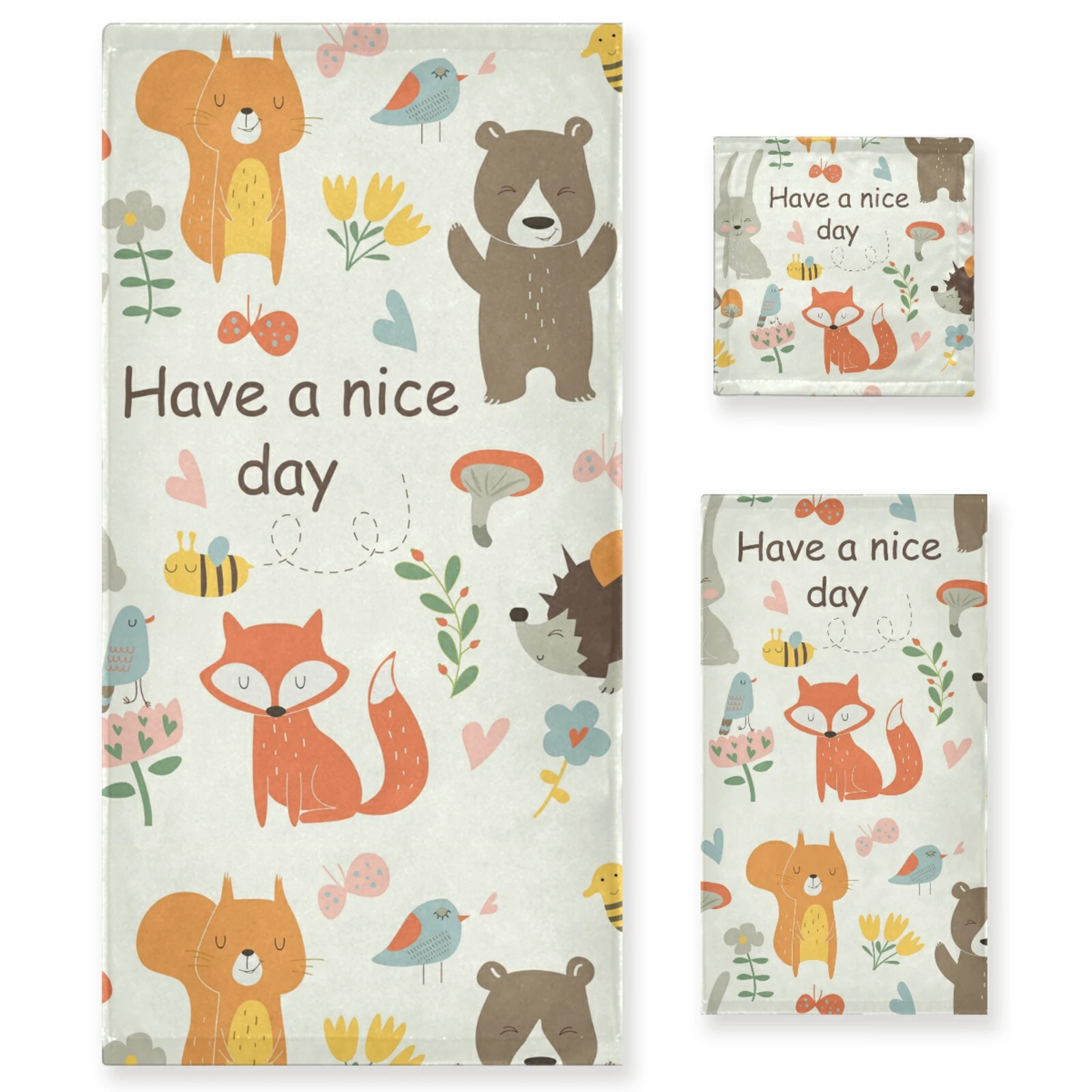 

Cartoon animal Print Towel Bath Towel Set Bath Towel 150x72cm Towel 40x71cm Soft Absorbent Three-Piece Set 2021 New