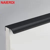 NAIERDI-tiradores de armario de cocina de aleación de Zinc, tiradores ocultos en negro y plateado, perillas de cajón, manija de muebles para puerta de dormitorio