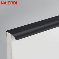 NAIERDI Zinc Alloy Kitchen Cupboard Pulls Black Silver Hidden Cabinet Handles Drawer Knobs Bedroom Door Furniture Handle