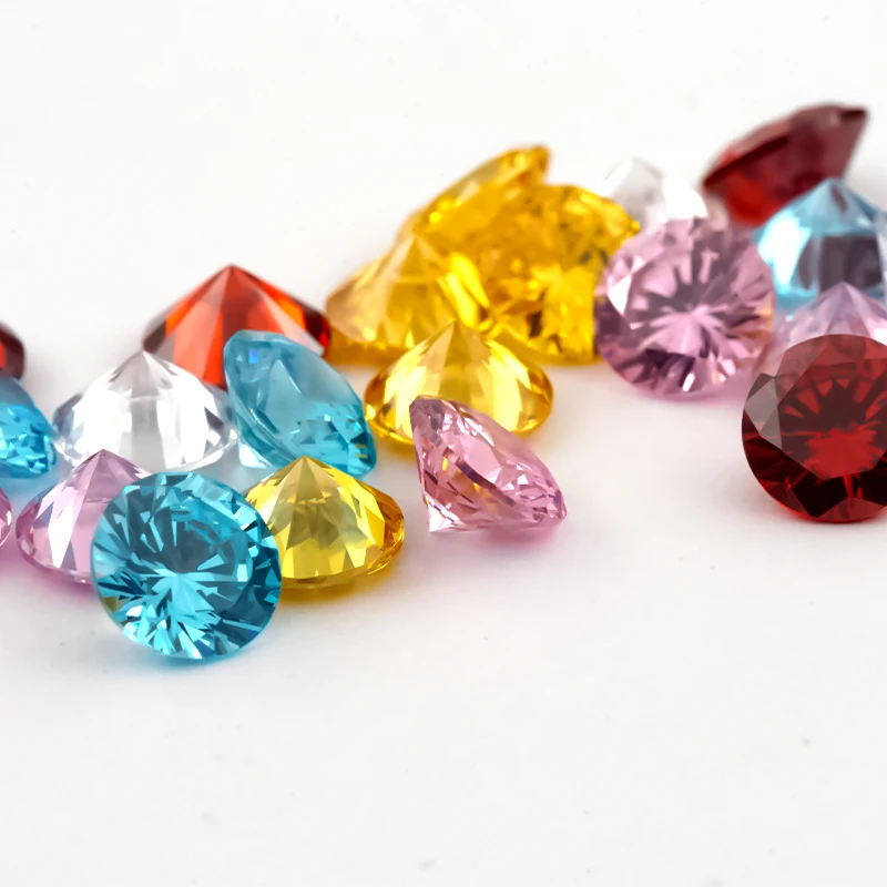 1~12mm 5A Runde Lose Zirkonia-Steine Weiß Goldgelb Rosa Granat Meeresblau Mix 5 Farben CZ Edelsteine für Schmuckherstellung – Detail 19