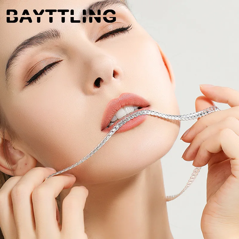 BAYTTLING 925 Sterling Silver Bracelet 5mm 8/18/20/22/24 Inch Necklace Full Sideways Chain For Women Men Fashion Jewelry Gift