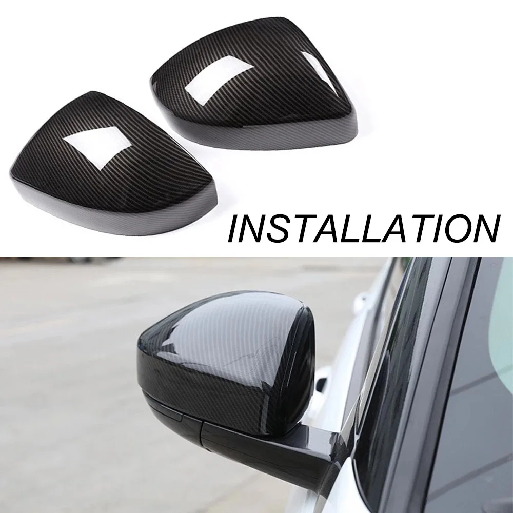 

JEAZEA 2pcs Carbon Fiber ABS Car Rear View Mirror Housing Cover Cap Fit For Land Rover Discovery Sport Evoque Jaguar F-PACE