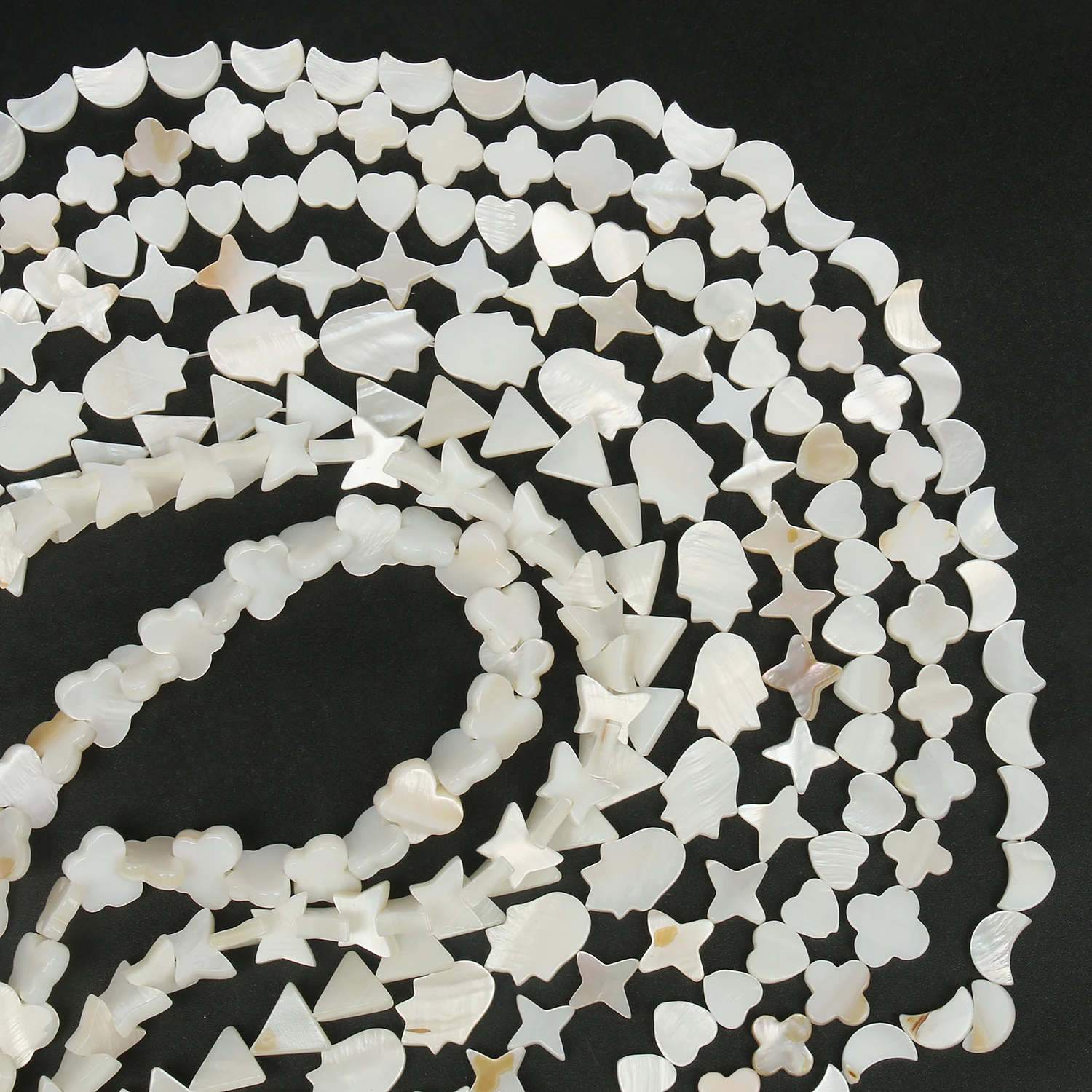 Natural Shell White Love Heart Cross Star Moon Mother Of Pearl Round Spacer Beads For Jewelry Making DIY Bracelet Handmade