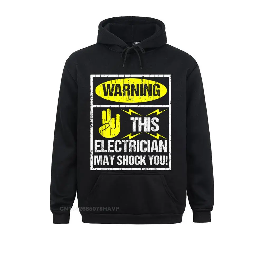 Plain Warning May Shock You Funny Electrician Hoodie With Shocker Long Sleeve Sweatshirts Hoodies For Men Hoods Slim Fit