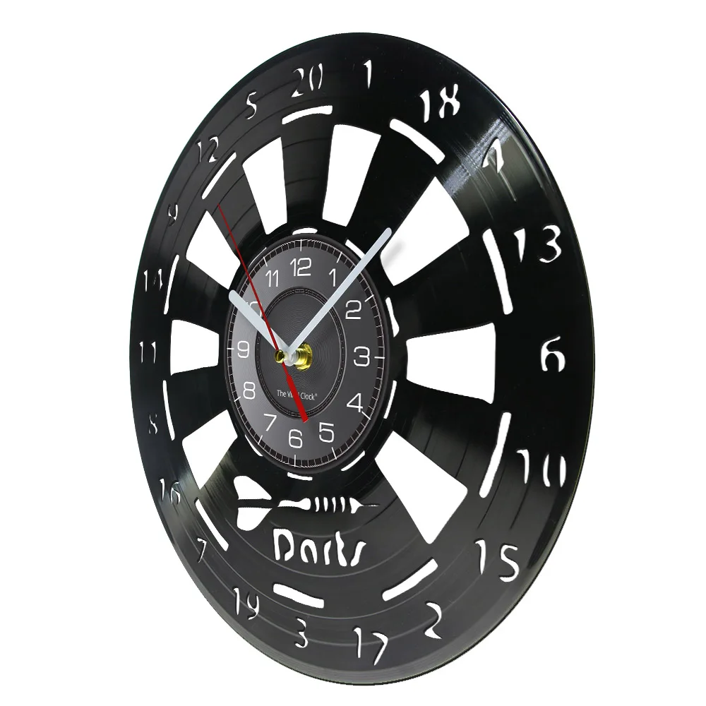 Dartboard Casual Game Vinyl Record Wall Clock Darts Boomerang Room Essential Hanging Watch Fanatic Championship Darts Home Decor