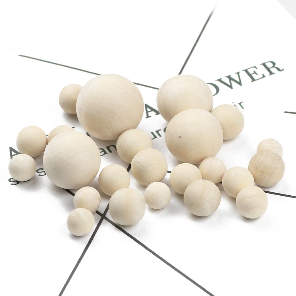 8~40mm Natural Ball Round Spacer Wood Beads Eco-Friendly Wooden Beads for Jewelry making bracelet making Crafts DIY No Hole