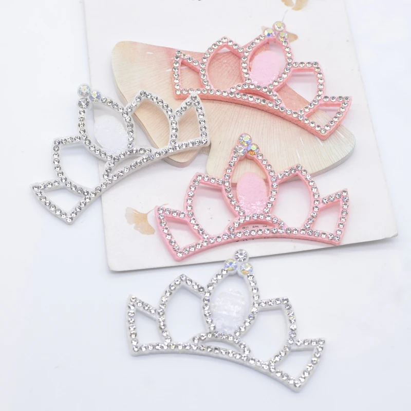 10Pcs 60*40mm Padded Crown Rhinestone Patches for DIY Clothes Crafts Decor Applique Headwear Headband Bow Jewelry Accessories