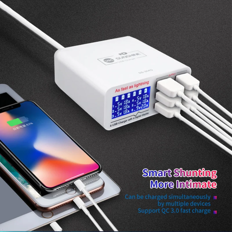 AC100V-240V 6 Port USB Fast Charger Phone Repair Tool Sets for iPhone iPad Samsung Mobile Repair Tools Outillage