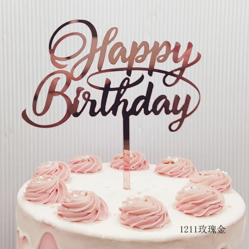 Acryl Happy Birthday Cake Topper Schlichter Goldener Geburtstagstorten-Aufsatz für Kinder Feiertagsgeschenk Dessert-Dekoration Babyparty – Detail 16