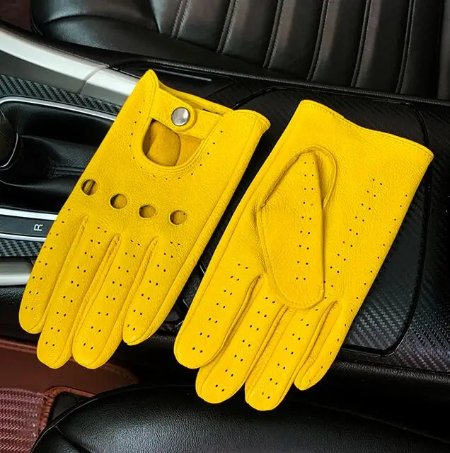 Men's Natural Leather Glove Genuine Leather Tactical Sports Driving Riding Glove R3473