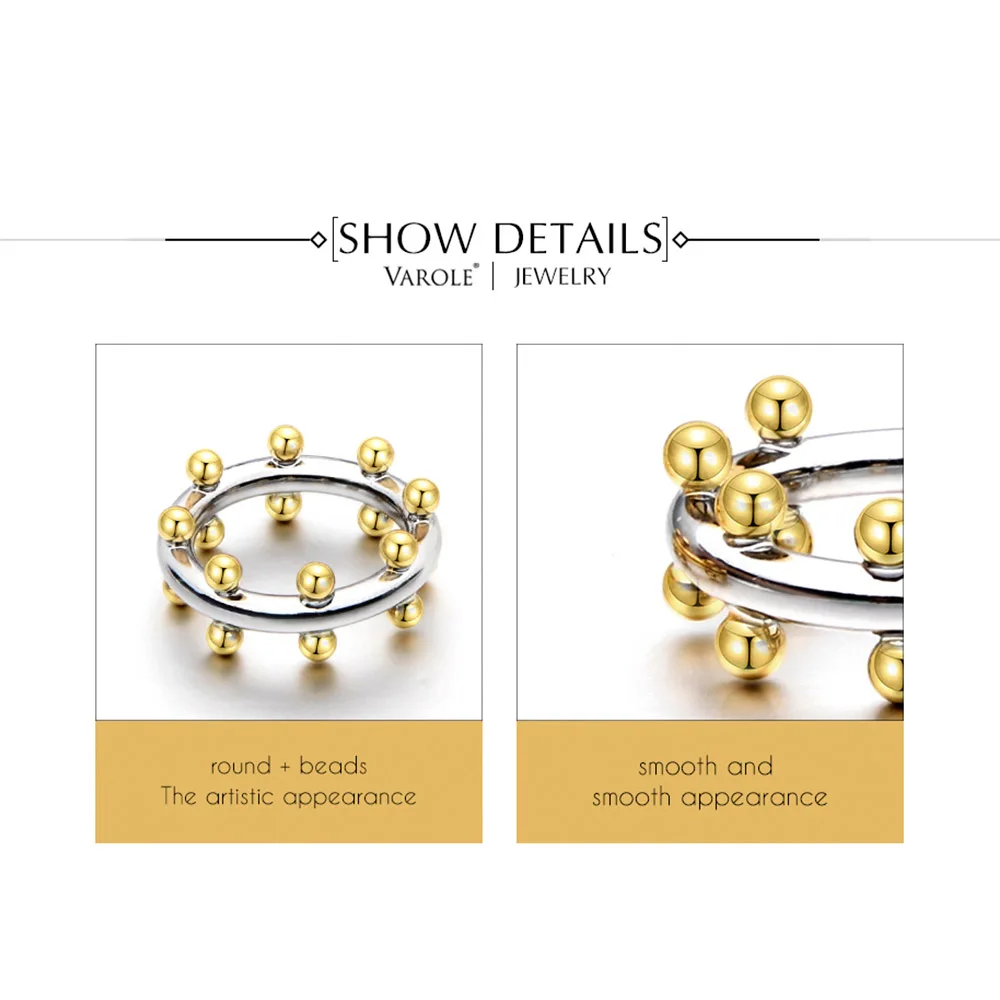 Gold Double Row Ball Midi Ring - Copper Knuckle Ring for Women
