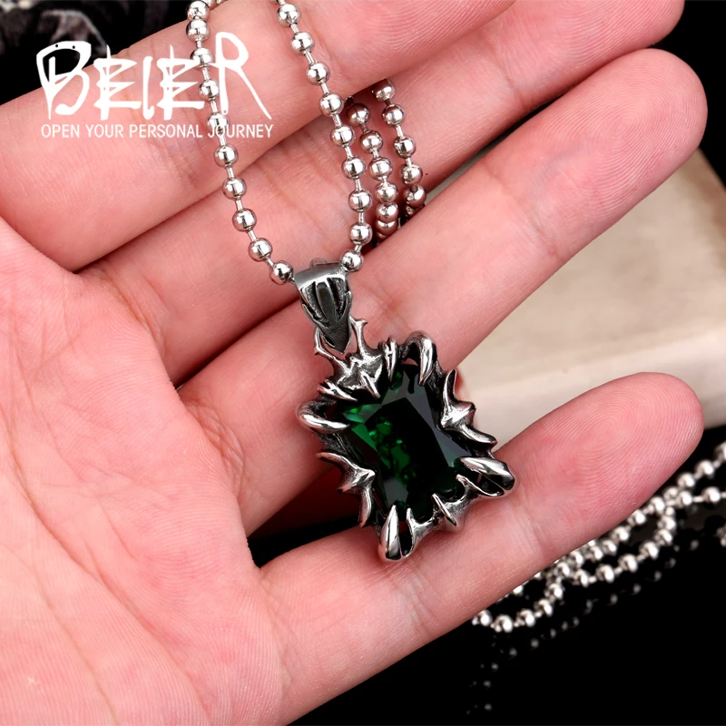 Beier new store 316L Stainless Steel pendant necklace Blue/green colour Fashion Unique pendant jewelry LLBP8-103P