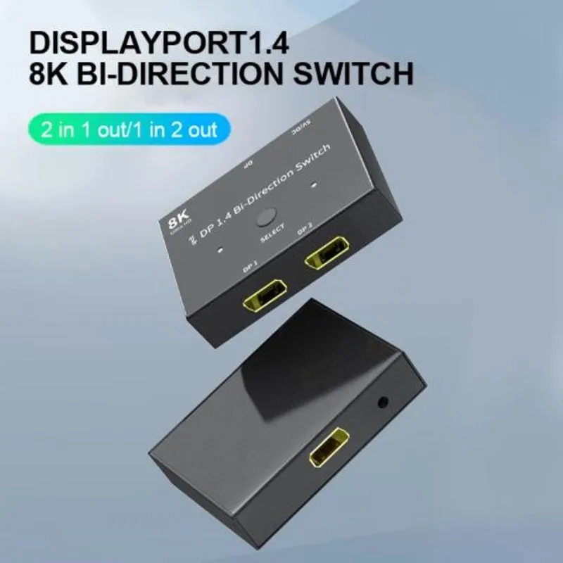 

DisplayPort 8K DP 1,4 двухнаправленный переключатель 8K @ 30 Гц 4K @ 120 Гц сплиттер-преобразователь для нескольких источников и дисплеев.