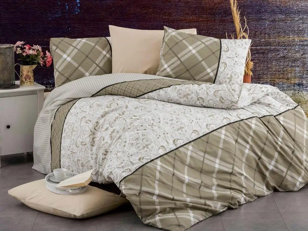 Nisa Deluxe Double Duvet cover set Beige