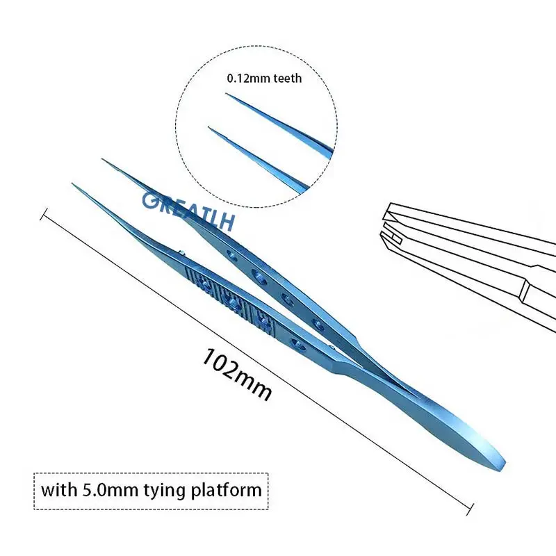 

Titanium Alloy Ophthalmic Tweezer Castroviejo Straight Toothed Forcep Veterinary Ophthalmic Instruments