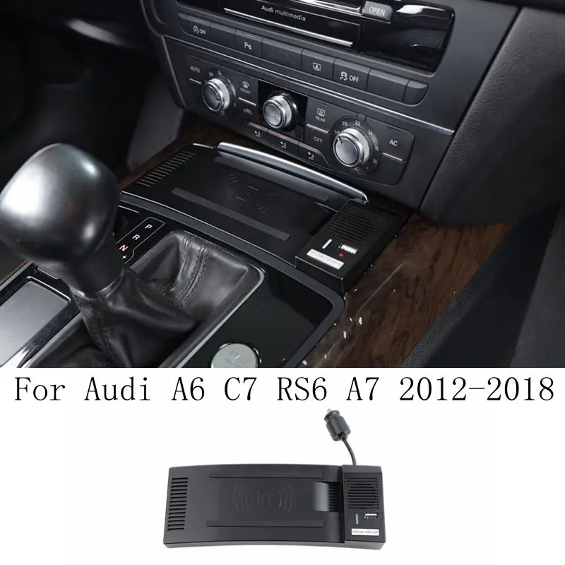 For Audi A6 C7 RS6 A7 2012-2018 car QI wireless charging phone charger phone holder charging panel plate accessories for iPhone