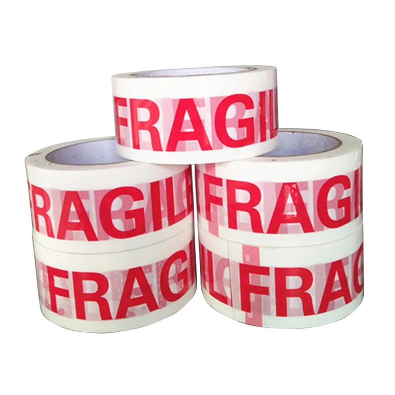 1Roll 66Meters Fragile Red Safety Adhesive Warning Tapes DIY Sticker Goods Package Accessories