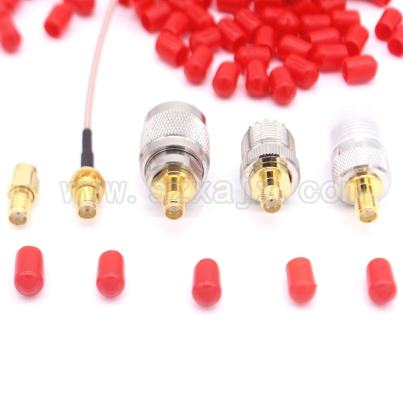 100pcs/lot SMA cap 6mm protective cover Rubber Covers Dust Cap red for SMA connector or metal tubes