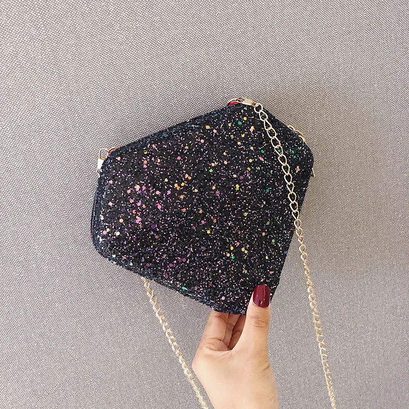 Bolso de lentejuelas brillantes para mujer, Cartera de hombro Diagonal con diamantes brillantes, a la moda coreana, para banquete y fiesta