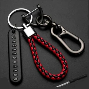 Anti-the Car Keychain, Card Keyring Number, leather braided rope, key carrier, accessories support, gift for her husband 8 Main Sales Leather Keychain - №8