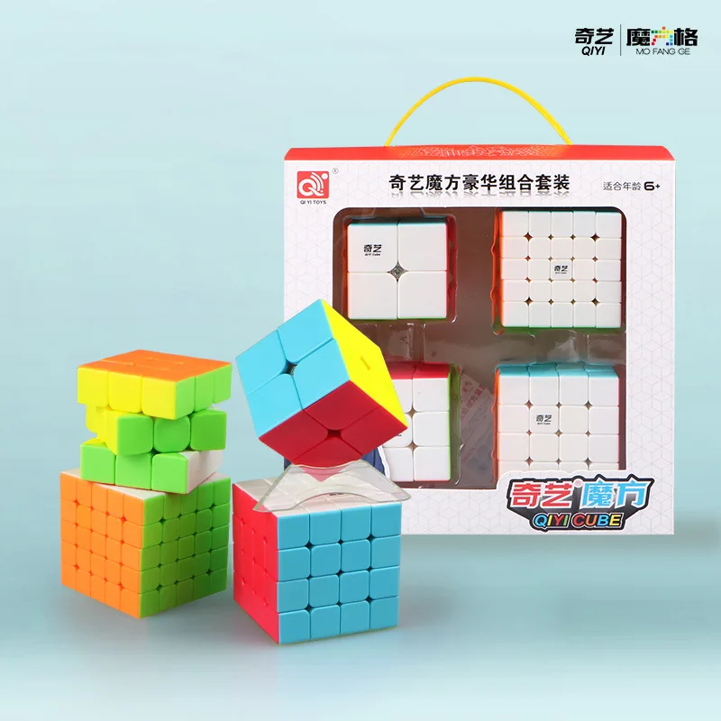 QiYi مكعب السرعة 3x3x 3/4x4x 4/5x5x5 طبقة مهنة مكعب Tet ملصق/stikerless ماجيك لغز مكعب دعوى هدية صندوق