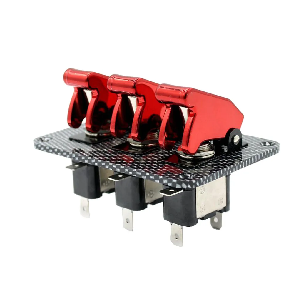 dolity Racing Car Boat RV 12V 20A Ignition Engine 3 Gang Rocker Toggle Switch Panel
