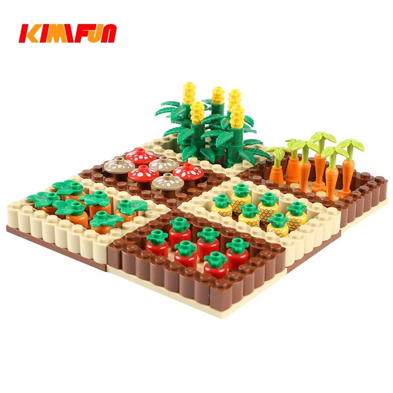 Moc Plant Grass Vegetables Building Blocks City Crops Radish Street View Garden DIY Bricks Parts  Flower Set Meal