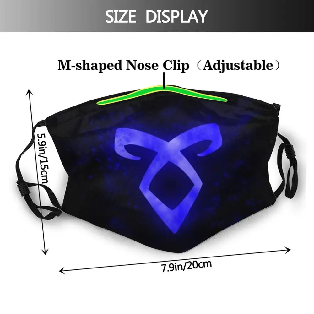 Glowing Blau Angelic Rune Shadowhunters Druck Waschbar Filter Anti Staub Mund Maske Shadowhunters Saveshadowhunters Sparen