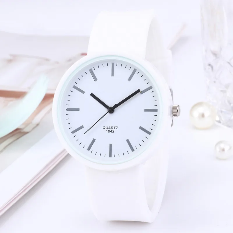 Relojes de silicona de gelatina blanca para mujer, reloj de pulsera de cuarzo informal, marca de lujo, moda