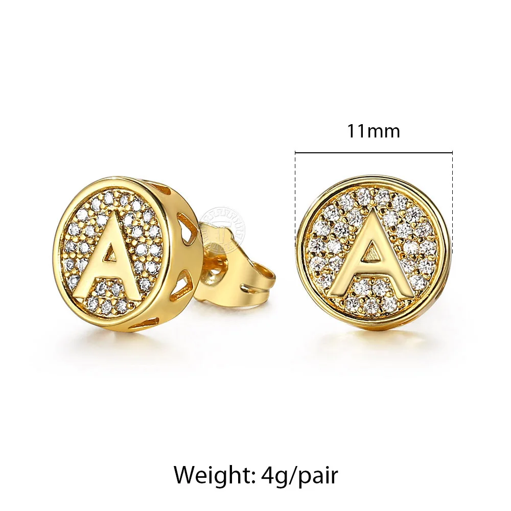 26 Pairs/Set A-Z Initial Letter Stud Earrings for Men Women AAA CZ Punk Alphabet Name Earrings Wholesale GE353B