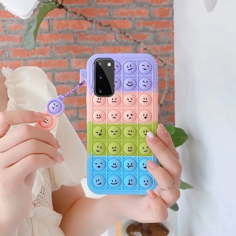 ثلاثية الأبعاد لطيف التعبير بوبيت دفع فقاعة لينة سيليكون الحال بالنسبة شاومي 8 9 10 11 Redmi نوت 7 K40 9A التوحد الحسية تململ غطاء