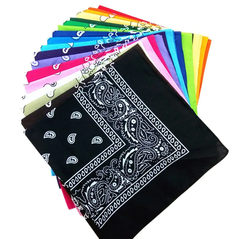 outdoor Bandana Square Scarf 55cm*55cm Black Red Paisley Headband Printed For Women/Men/Boys/Girls