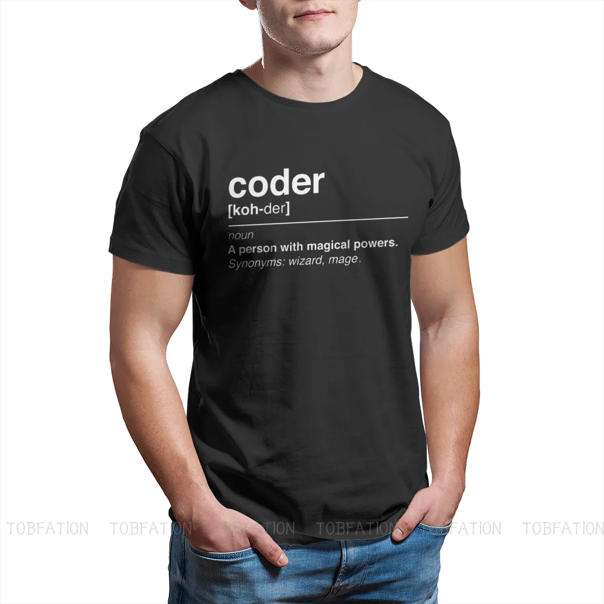 Coder Definition Men TShirt Software Developer IT Programmer Geek O Neck Tops 100% Cotton T Shirt High Quality Birthday Gifts