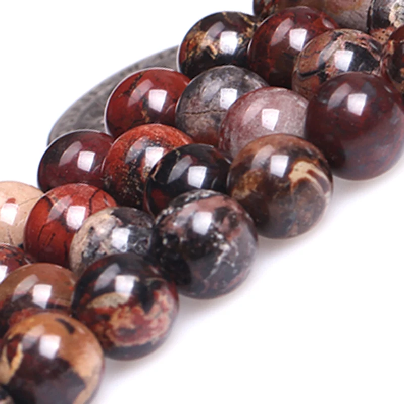 AA Grade Natural Dark Red Poppy Jaspers Round Loose Beads for Jewelry Making Strand 15\