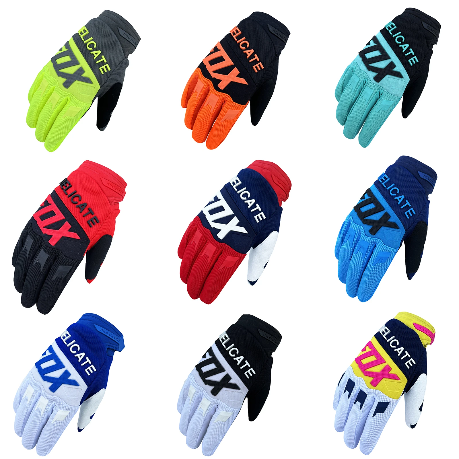 

Delicate Fox Enduro Gloves Guantes Motocross Luvas MX BMX DH Dirt Bike Mountain Bicycle Offroad Cycling Riding ATV Blue Guants