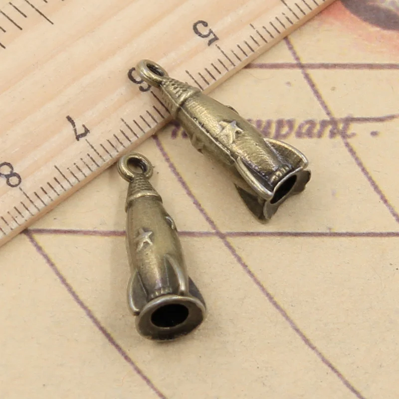 10pcs Charms Rocket Spaceship 24x9x9mm DIY Retro Jewelry Braclet Necklace Antique Bronze Silver Color Pendant