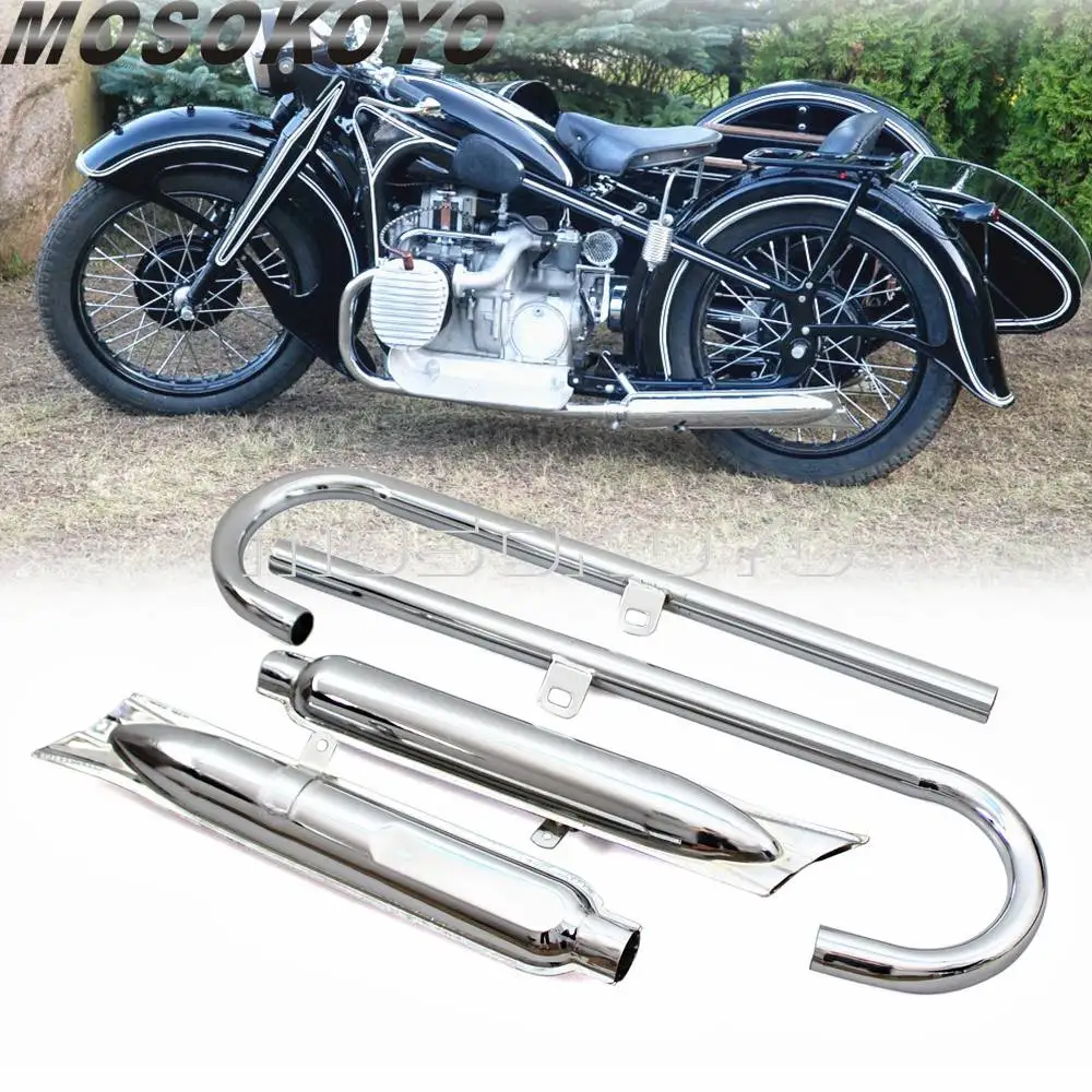 24HP 32HP Fishtail Type Muffler Pipes For BMW M1 R71 M72 R12 K750 KS750 Dnepr MT12 URAL Exhaust Mufflers Silencer Pipe System