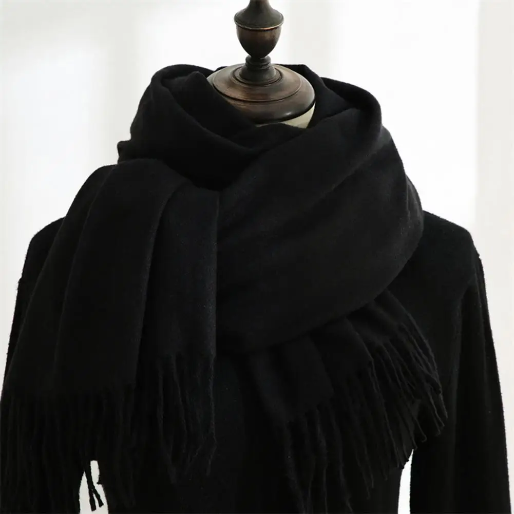 2021 Winter Women Scarf Solid Color Good Warmth Retention Lightweight Japanese Korean Style Mid-length Shawl