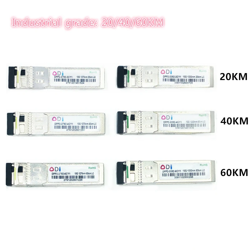 

SFP 10G LC 20/40/60KM 1270nm/1330nm Single Fiber SFP Optical Module SFP Transceiver Industrial grade -40-85 Celsius for switch