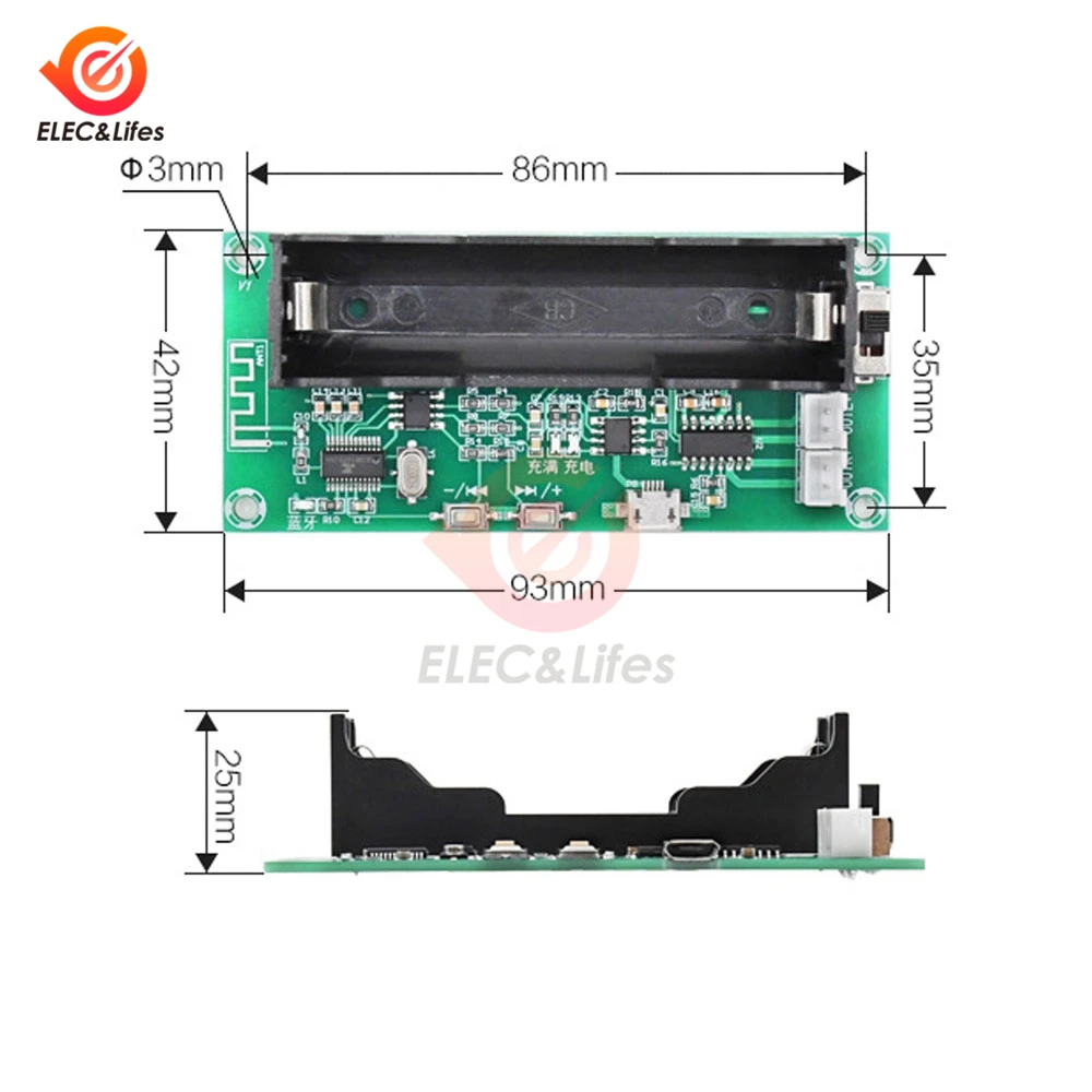 XH-A153 Lithium Battery Bluetooth 5.0 PAM8403 Dual-channel Stereo Audio Power Amplifier Board Module 3W+3W DC 5V PAM8403 Chip