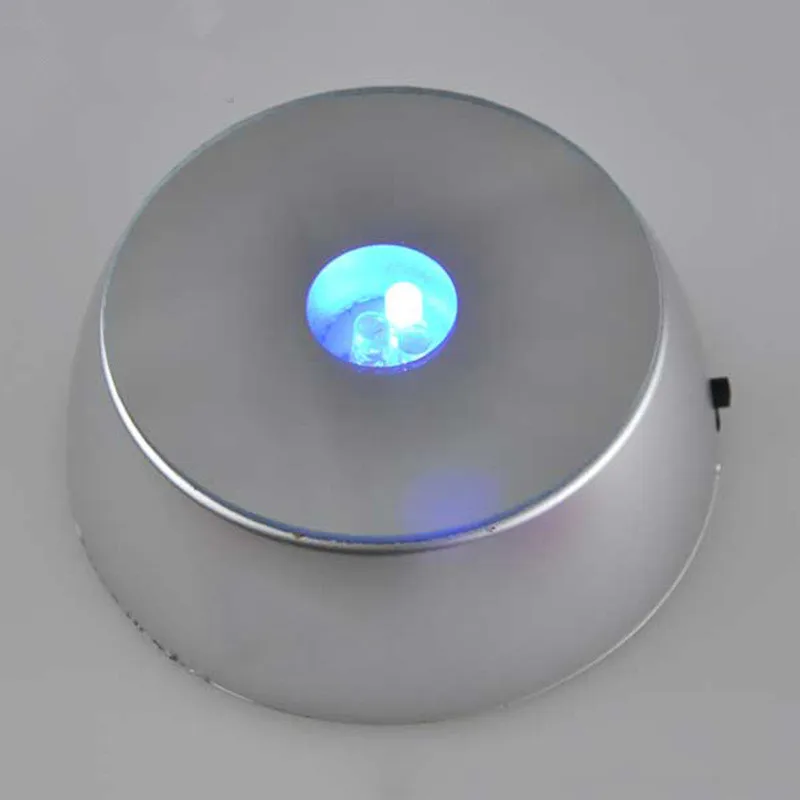 LED Colorful/White Base Light Laser Rotating Electric Crystal Display Base Stand Holder with Glass Transparent Objects